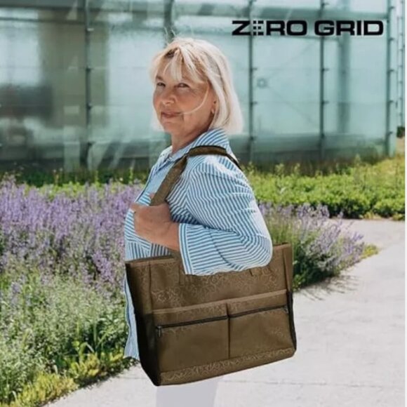 NEW ZERO GRID Trip Travel Extra Large Tote Bag Windsor  Black Brown Indigo - Picture 2 of 16